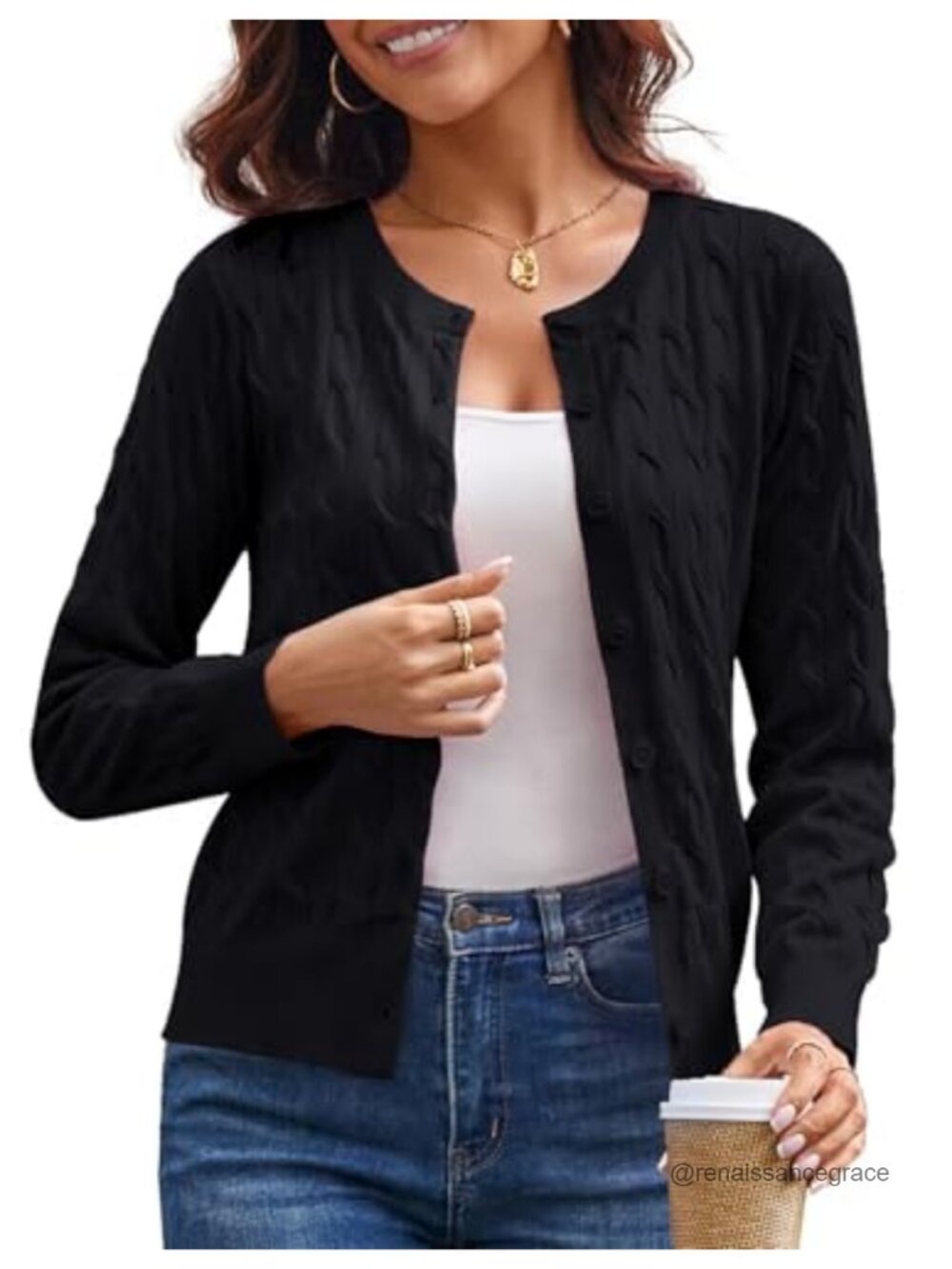 Women's Cable Knit Cardigan Lightweight Soft Knit Sweater